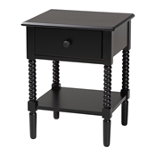 Baxton Studio Braith Farmhouse Black Spindle Wood 1-Drawer Nightstand